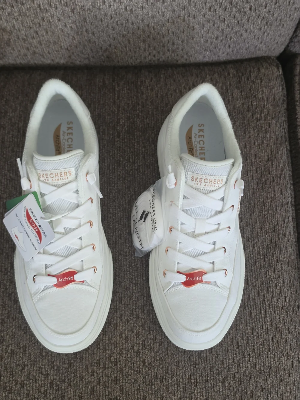 Skechers Street Arch Fit Arcade Meet Ya There White Sneakers Size 9.5
